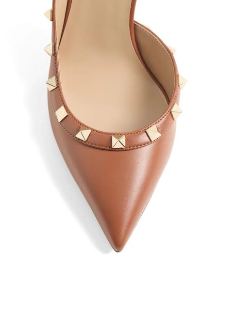 Valentino Garavani Rockstud slingback calfskin pumps 85mm - Brown