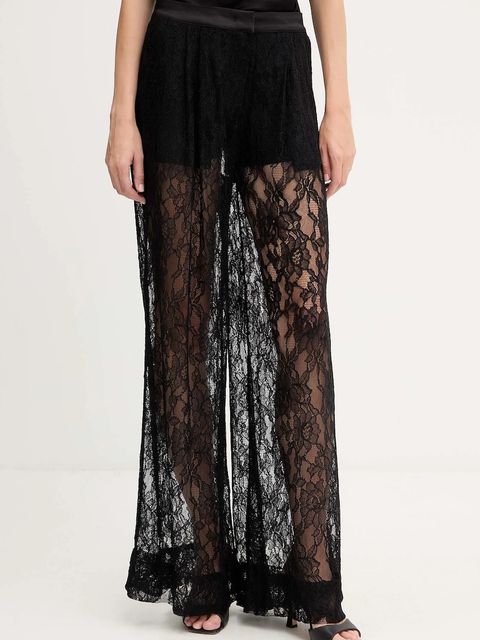 Pinko spodnie damskie kolor czarny szerokie high waist 105501 A2R7 - zdjęcie produktu nr 1