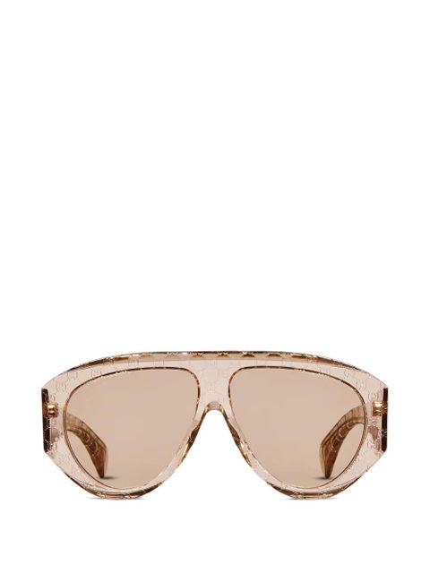Gucci Eyewear logo browline sunglasses - Neutrals - zdjęcie produktu nr 1