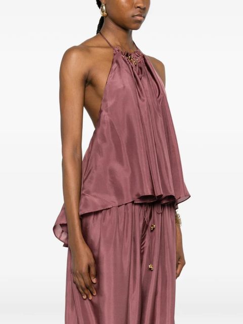 ZIMMERMANN ZIM ASTER GATHERED BEAD CAMI BLOUSE MUSK - Purple