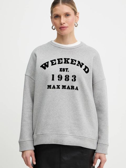 Weekend Max Mara bluza bawełniana GOMMOSO damska kolor szary z nadrukiem 2615921041600 - zdjęcie produktu nr 1
