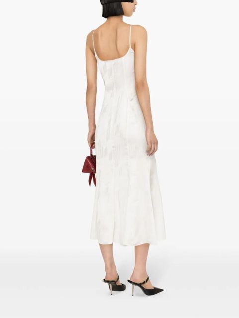 The Attico logo-jacquard satin midi dress - White