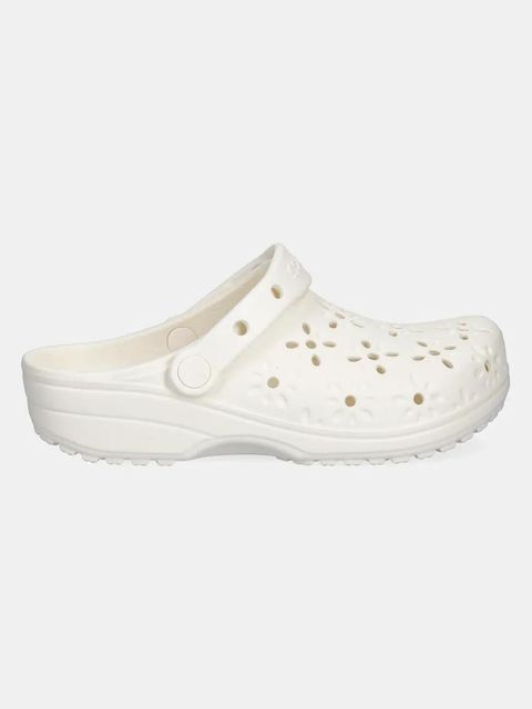 Crocs klapki Classic Floral Cut Out Clog damskie kolor beżowy na koturnie 210927-0WV