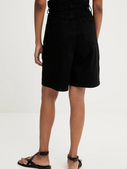 Answear.LAB szorty jeansowe damskie kolor czarny gładkie high waist - zdjęcie produktu nr 2