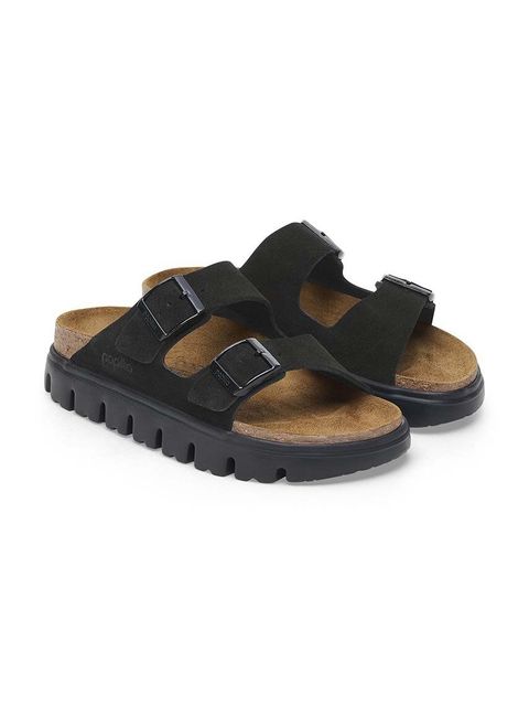 Birkenstock klapki zamszowe Arizona Chunky Birkenstock x Papillio damskie kolor czarny na platformie 1028403
