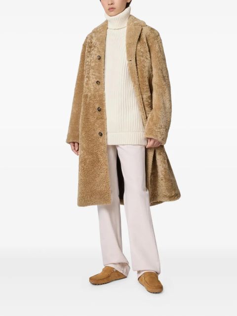 Tod's button shearling coat - Neutrals - zdjęcie produktu nr 2