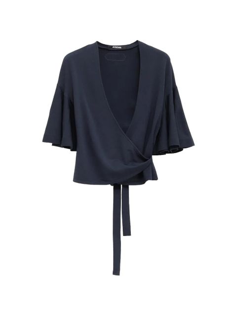 Jacquemus Paysan wrap flared-sleeve top - Blue - zdjęcie produktu nr 1