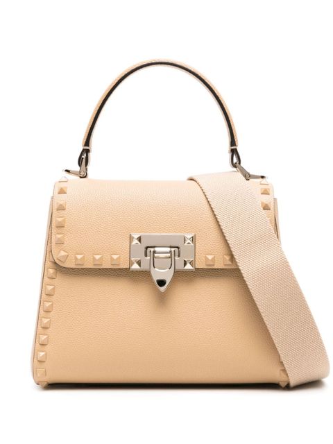 Valentino Garavani Rockstud leather tote bag - Neutrals