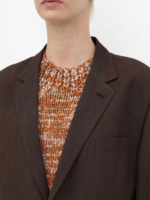 Maison Margiela single-breasted wool-linen blazer - Brown