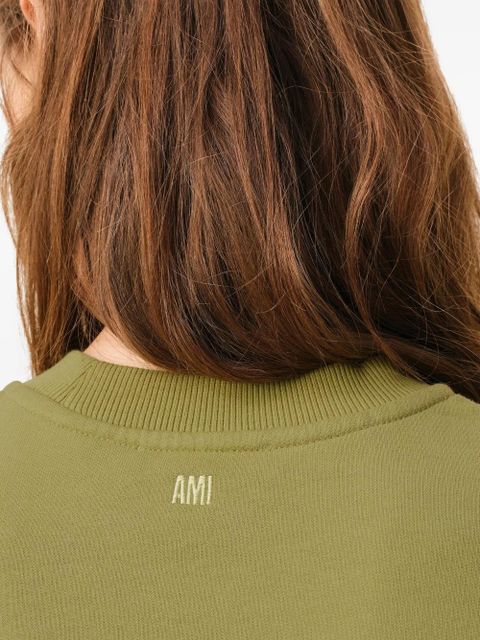 AMI Paris Ami De Coeur cropped embroidered sweatshirt - Green