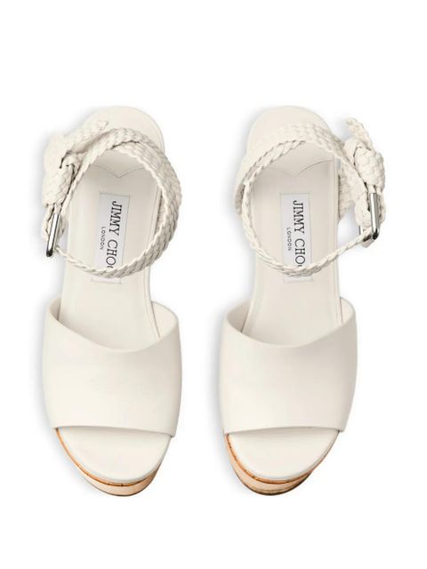 Jimmy Choo Jori braided-ankle platform sandals - White