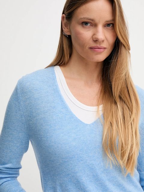 United Colors of Benetton sweter wełniany damski kolor niebieski lekki 1002D401Y