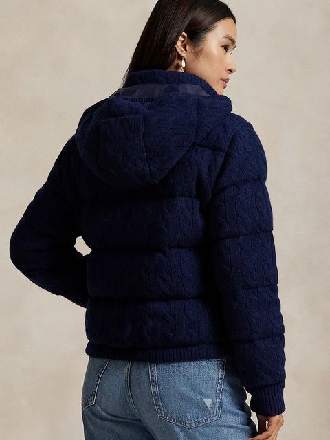 Polo Ralph Lauren kurtka wełniana kolor granatowy zimowa oversize 211A92614