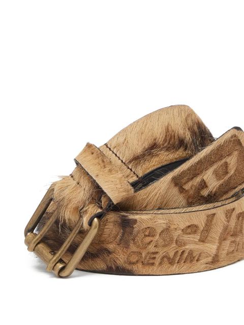 Diesel long-hair leather buckle belt - Brown