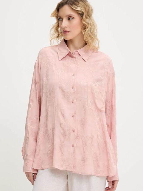 Answear.LAB koszula damska kolor różowy relaxed z kołnierzykiem klasycznym