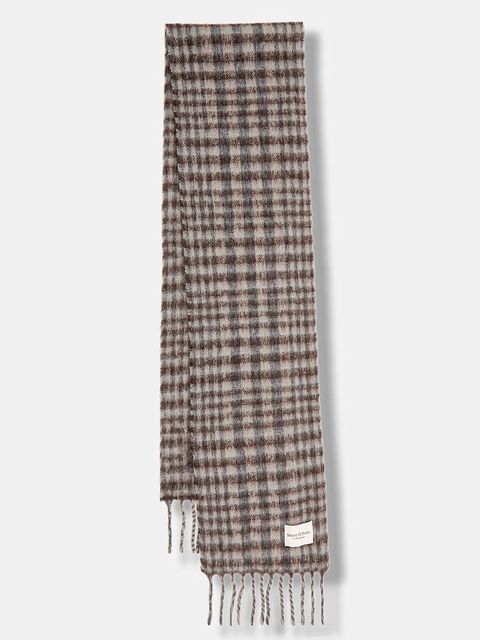 Marc O'Polo szalik z dodatkiem wełny damski kolor brązowy wzorzysty 510811302225 - zdjęcie produktu nr 1