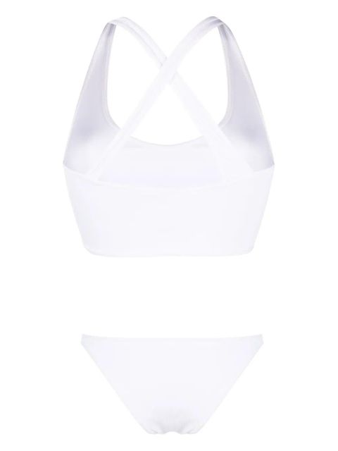 The Attico logo patch ribbed bikini - White