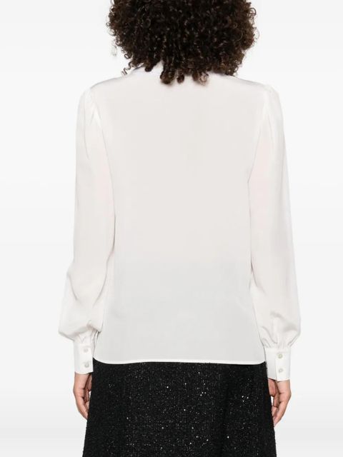Alessandra Rich lace-trimmed collared blouse - White
