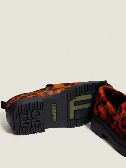 Hoff mokasyny skórzane LEOPARD NARANJA damskie kolor pomarańczowy na płaskim obcasie 22428001 SCHOOL