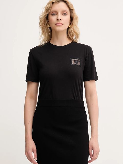 Twinset t-shirt bawełniany damski kolor czarny 252TP2051 - zdjęcie produktu nr 1