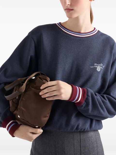 Prada logo-embroidered cotton sweatshirt - Blue