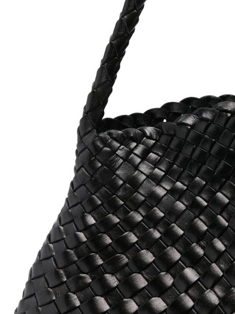 DRAGON DIFFUSION braided leather beach bag - Black