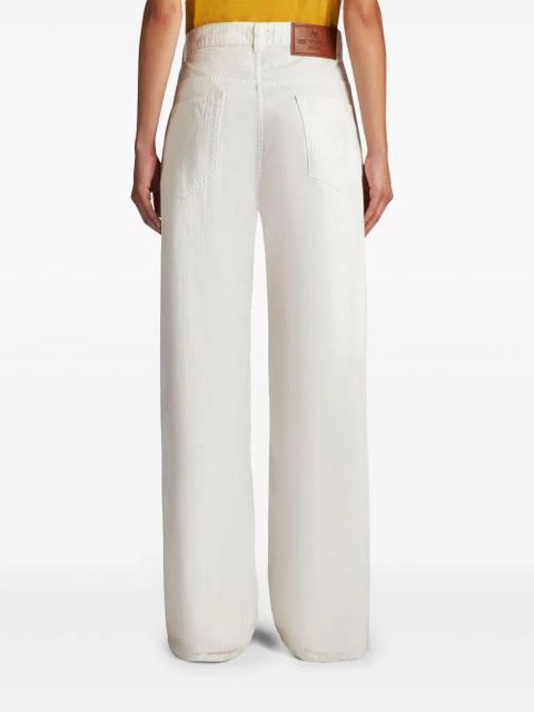 ETRO Pegaso-embroidered wide-leg jeans - White