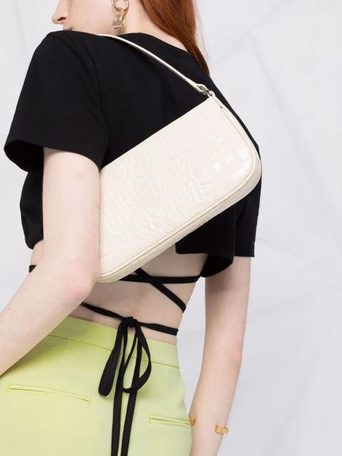 BY FAR Rachel crocodille-effect shoulder bag - Neutrals