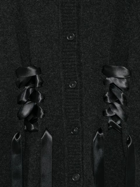 Simone Rocha ribbon-detail knitted cardigan - Grey - zdjęcie produktu nr 2