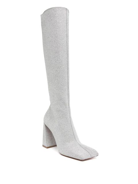 Amina Muaddi Marine glitter knee-high boots - Silver - zdjęcie produktu nr 2