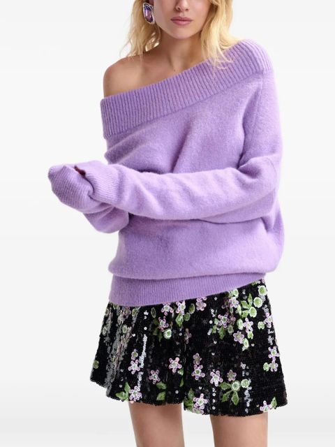 Essentiel Antwerp Joff long-sleeve off-shoulder sweater - Purple