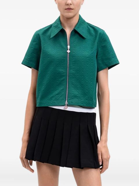 Casablanca logo-embossed zip-front shirt - Green - zdjęcie produktu nr 1