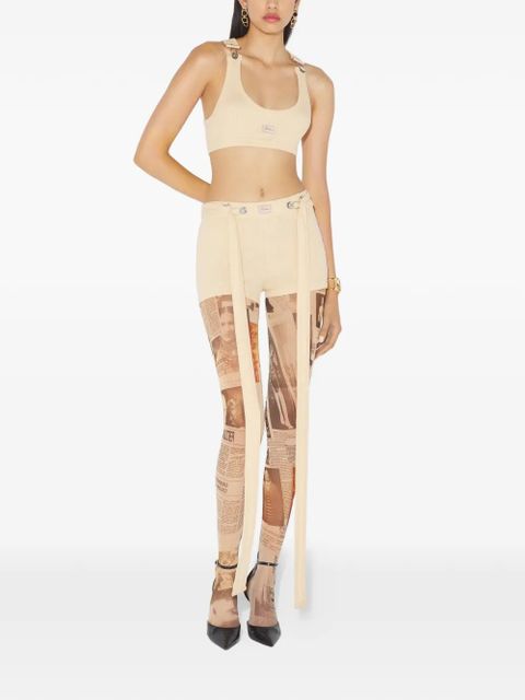 Jean Paul Gaultier ribbed patch-detail shorts - Neutrals