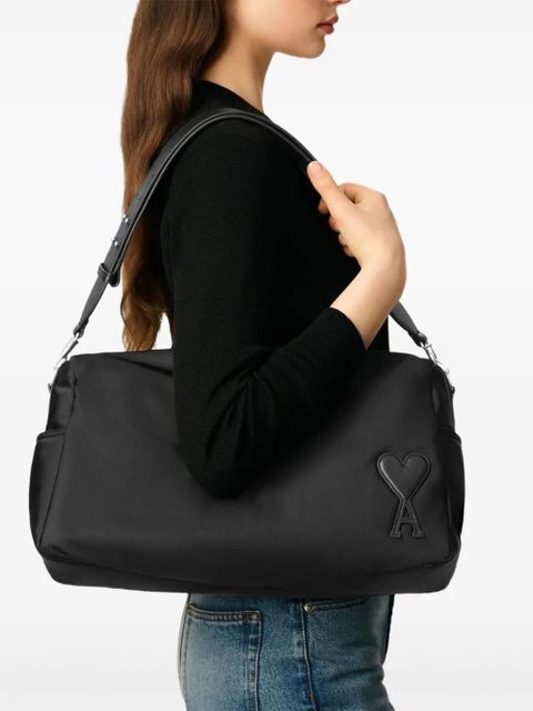 AMI Paris heart-patch shoulder bag - Black