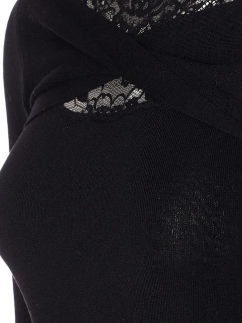 Valentino Garavani lace-trim long-sleeve T-shirt - Black