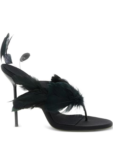 Paris Texas Lidia Feather Thong silk mules - Black - zdjęcie produktu nr 1