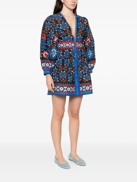 FARM Rio Latina Scarf V-neck mini dress - Black