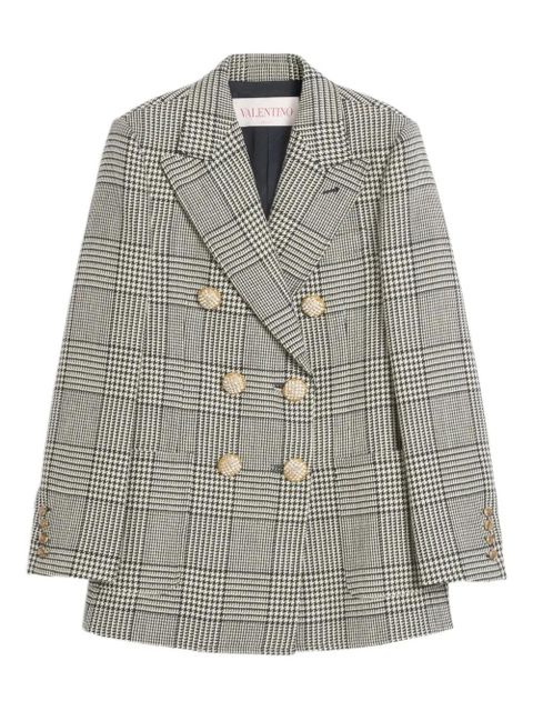 Valentino Garavani houndstooth-pattern virgin-wool blazer - Black - zdjęcie produktu nr 1