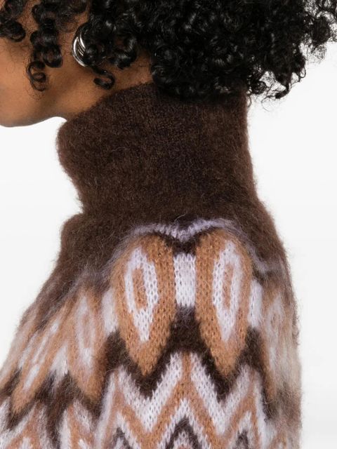 Maje geometric-pattern sweater - Brown