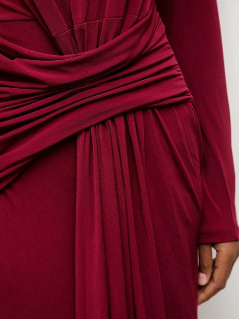 Answear.LAB sukienka kolor bordowy maxi dopasowana