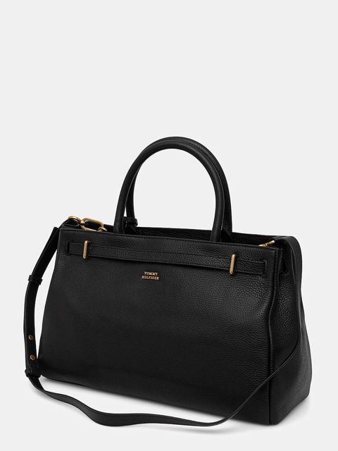 Tommy Hilfiger torebka skórzana kolor czarny AW0AW17925