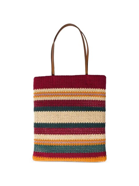 Miu Miu Raffia-effect woven tote bag - Red - zdjęcie produktu nr 2