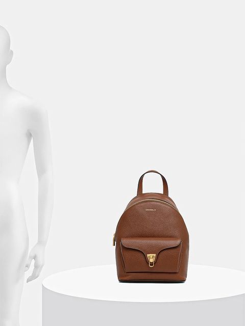 Coccinelle plecak skórzany damski kolor brązowy mały gładki E1.TFK.14.01.01