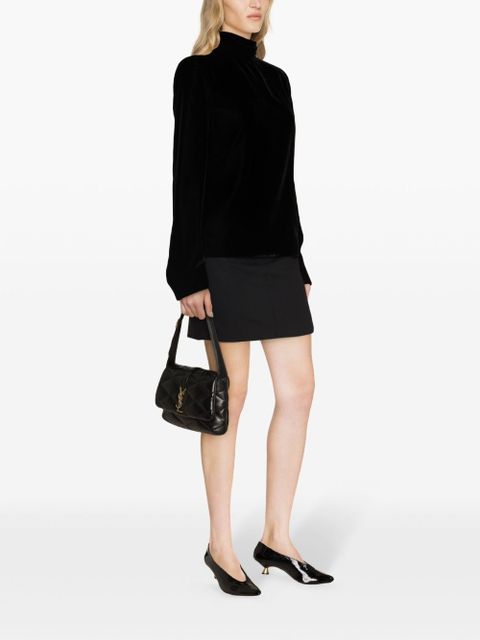 Saint Laurent high-neck velvet blouse - Black