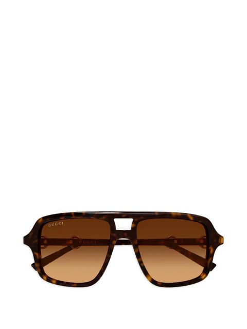 Gucci Eyewear horsebit-detail square-frame sunglasses - Brown - zdjęcie produktu nr 1