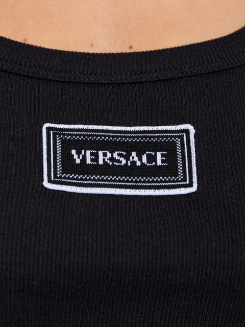 Versace logo-patch tank top - Black