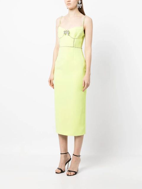Self-Portrait rhinestone-embellished midi-dress - Yellow