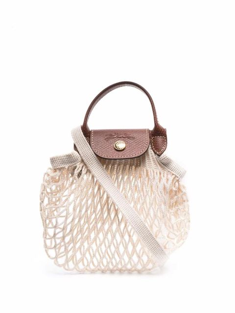 Longchamp Le Pliage Filet knitted mesh cross-body bag - Neutrals - zdjęcie produktu nr 1