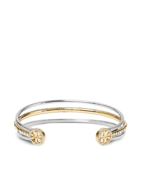 Tory Burch Icon Mixed pavé cuff bracelet - Silver