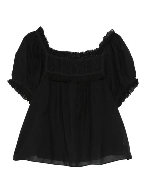 DÔEN Frances ruffled detail top - Black - zdjęcie produktu nr 1